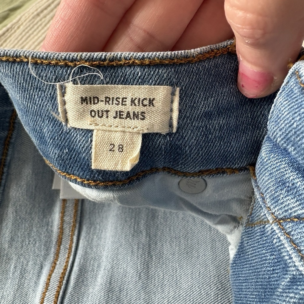 Madewell Jeans Women's 28T Blue Denim Light Wash Mid-Rise Kick Out Straight Leg - Picture 3 of 12